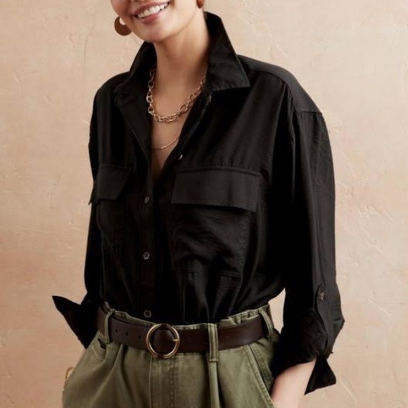 Bananna Republic Button Down Utility Shirt in Black - Picture 9 of 9